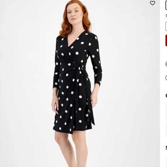 Anne Klein Faux Wrap ¾ Sleeve Black, Gray & Taupe Print Dress – MEDIUM - Picture 15 of 15